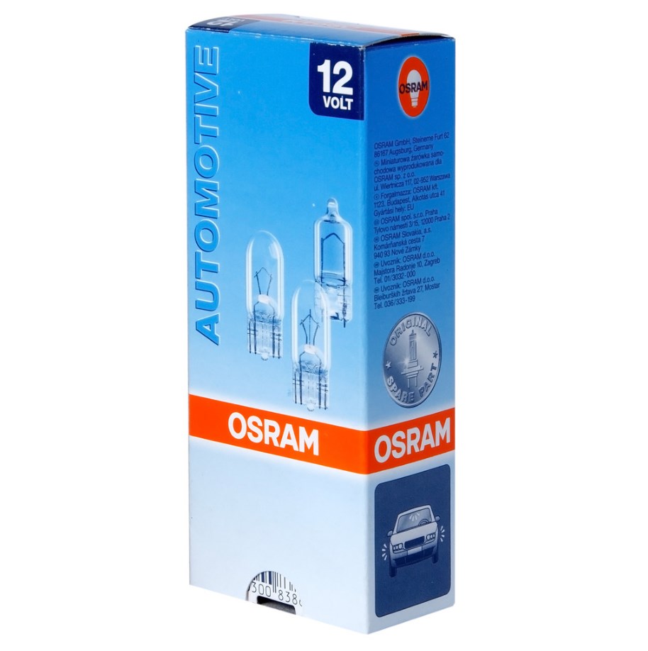 Лампа 12V W5W T10W W2.1x9.5d (1 шт.) OSRAM