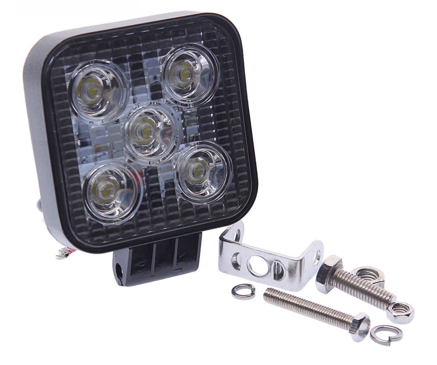 Фара рабочего света квадратная 85х85x38мм 20Вт (5 LED) рассеянный свет (Flood) 12-24V MEGAPOWER